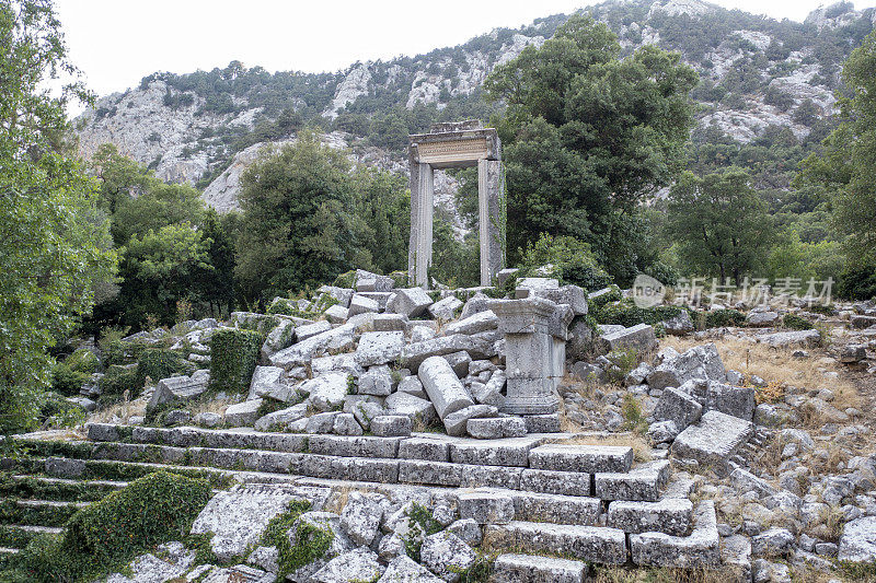 Termessos Ancient Door Drone Shots的4K镜头